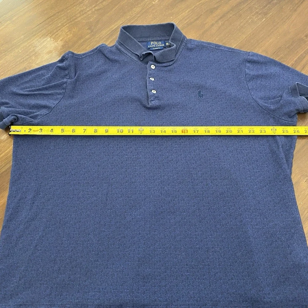 Polo Ralph Lauren Polo Shirt Mens XXL Blue Pattern Custom Slim Fit Short Sleeve